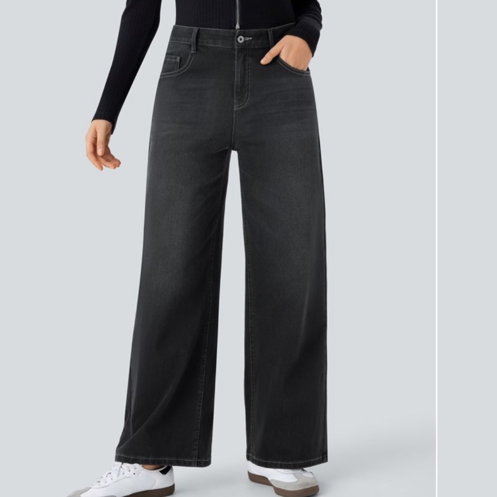 Halara Wide-Leg Jeans size S (4-6) faded black
